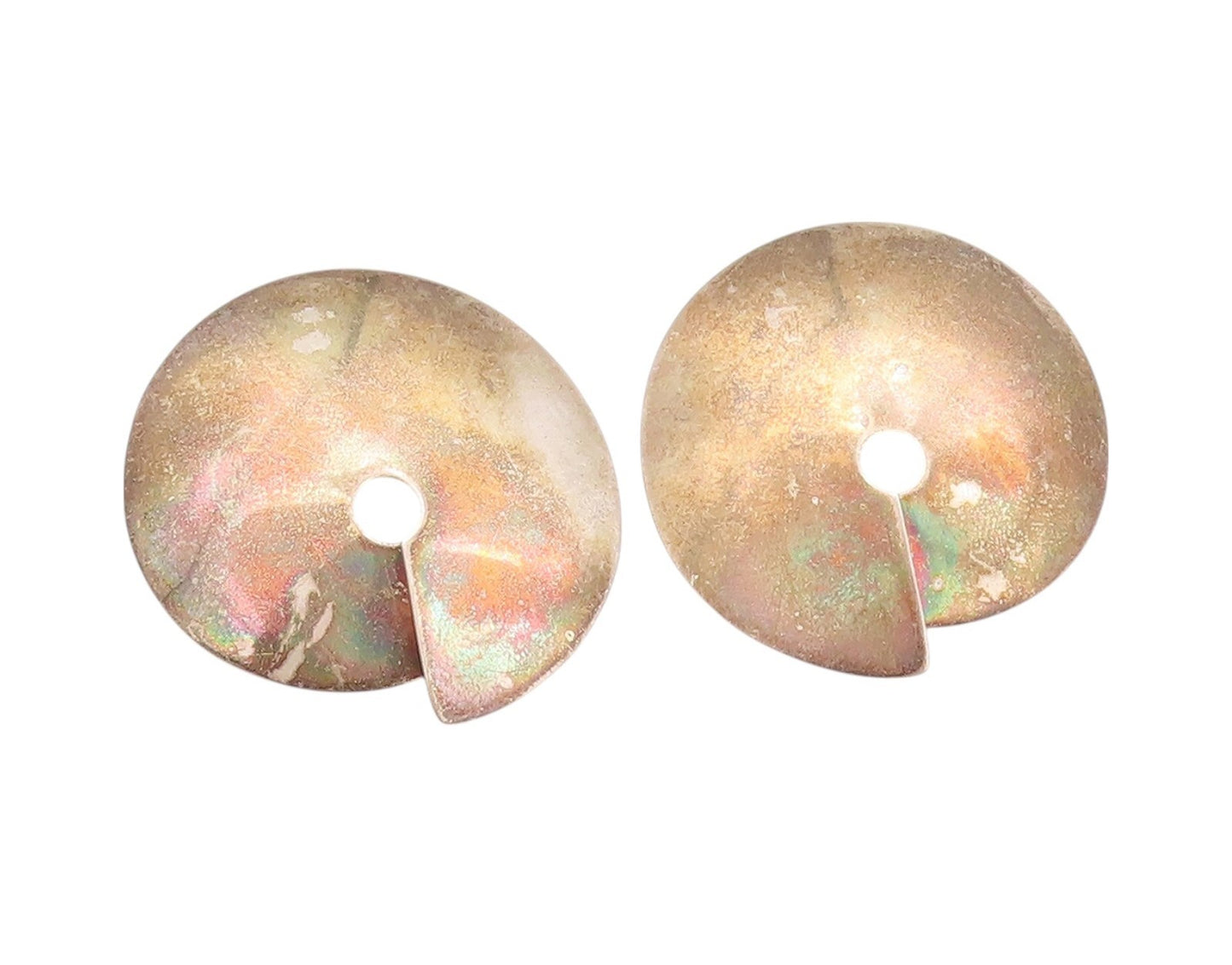 925 Sterling Silver Vintage Earrings Designer Open Donut Disk  EG13558