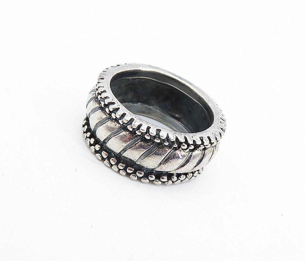 925 Sterling Silver  Vintage Fluted Bubble Border Band Ring Sz 6.5  RG6003