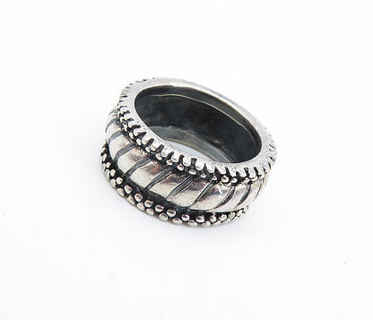 925 Sterling Silver  Vintage Fluted Bubble Border Band Ring Sz 6.5  RG6003
