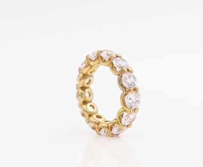 925 Sterling Silver Vintage Ring Gold Plated Topaz Eternity Band  Sz 6  RG34756