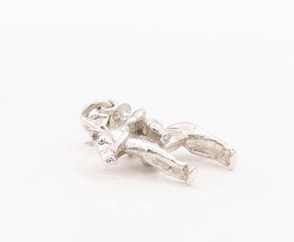 925 Sterling Silver Vintage Pendant 3D Carved Soldier With Flag On Horse PT23047