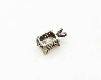 925 Sterling Silver   Vintage Shiny Prong Set Cubic Zirconia Pendant  PT15562
