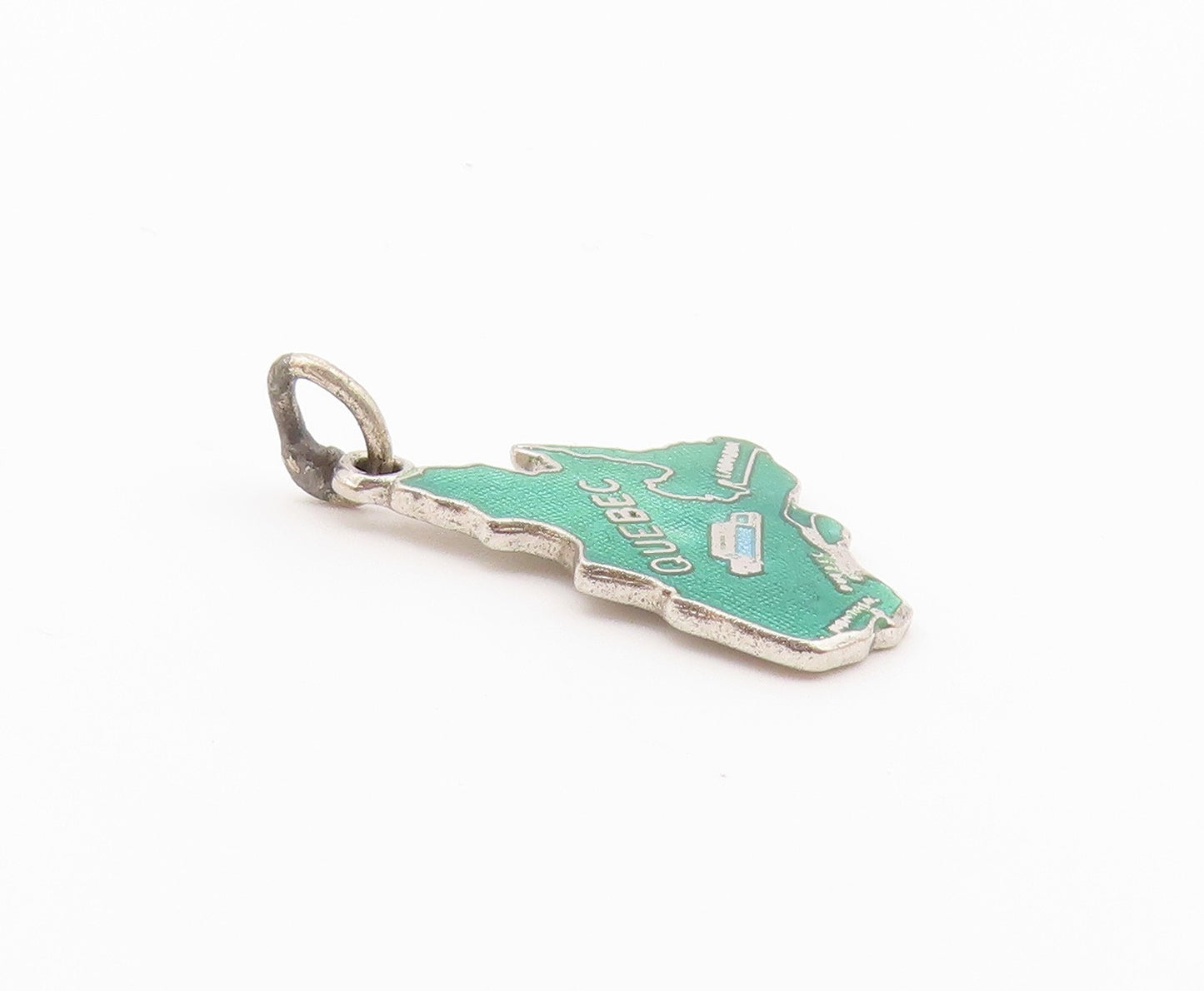 925 Sterling Silver  Vintage Enamel Map Of Canada Drop Pendant  PT18323