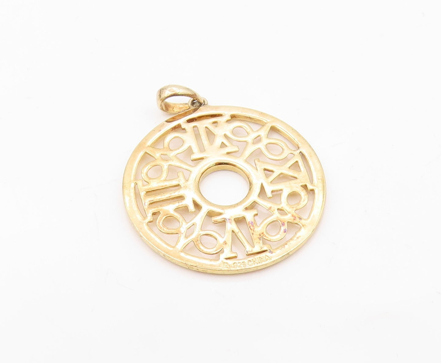 ROSS SIMON 925 Silver  Shiny Gold Plated Roman Numerals Pendant  PT14122