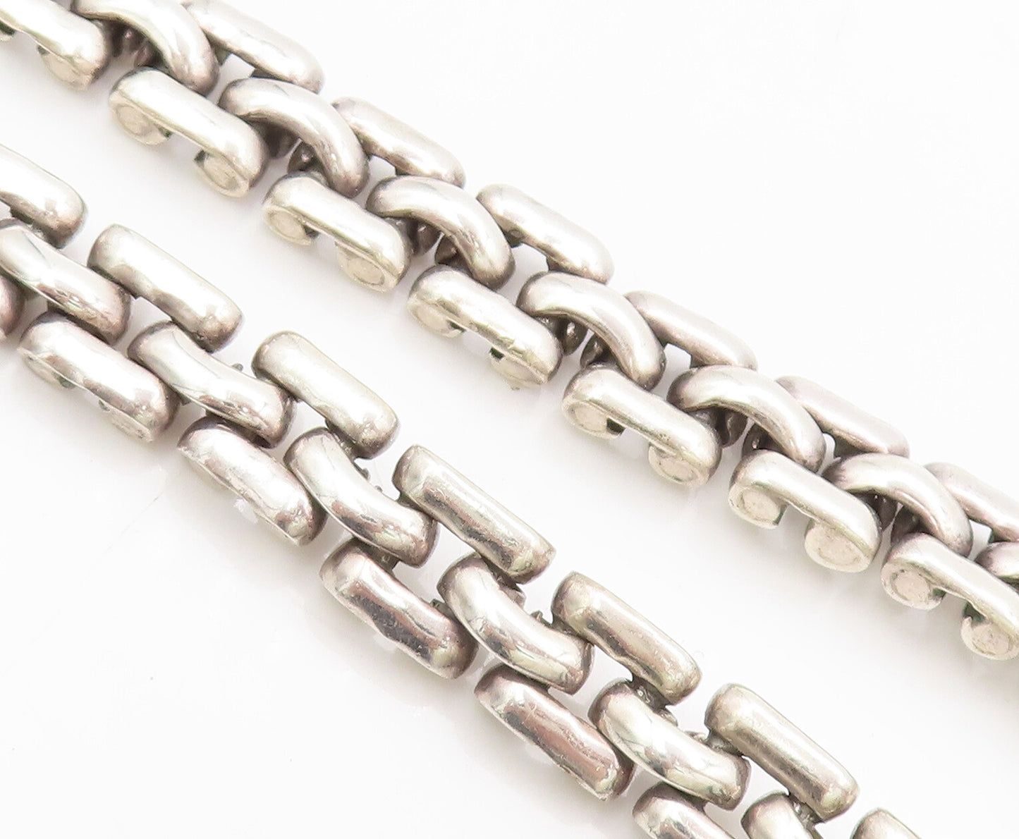 MEXICO 925 Sterling Silver Vintage Necklace Link Chain Onyx Heavy NE4206