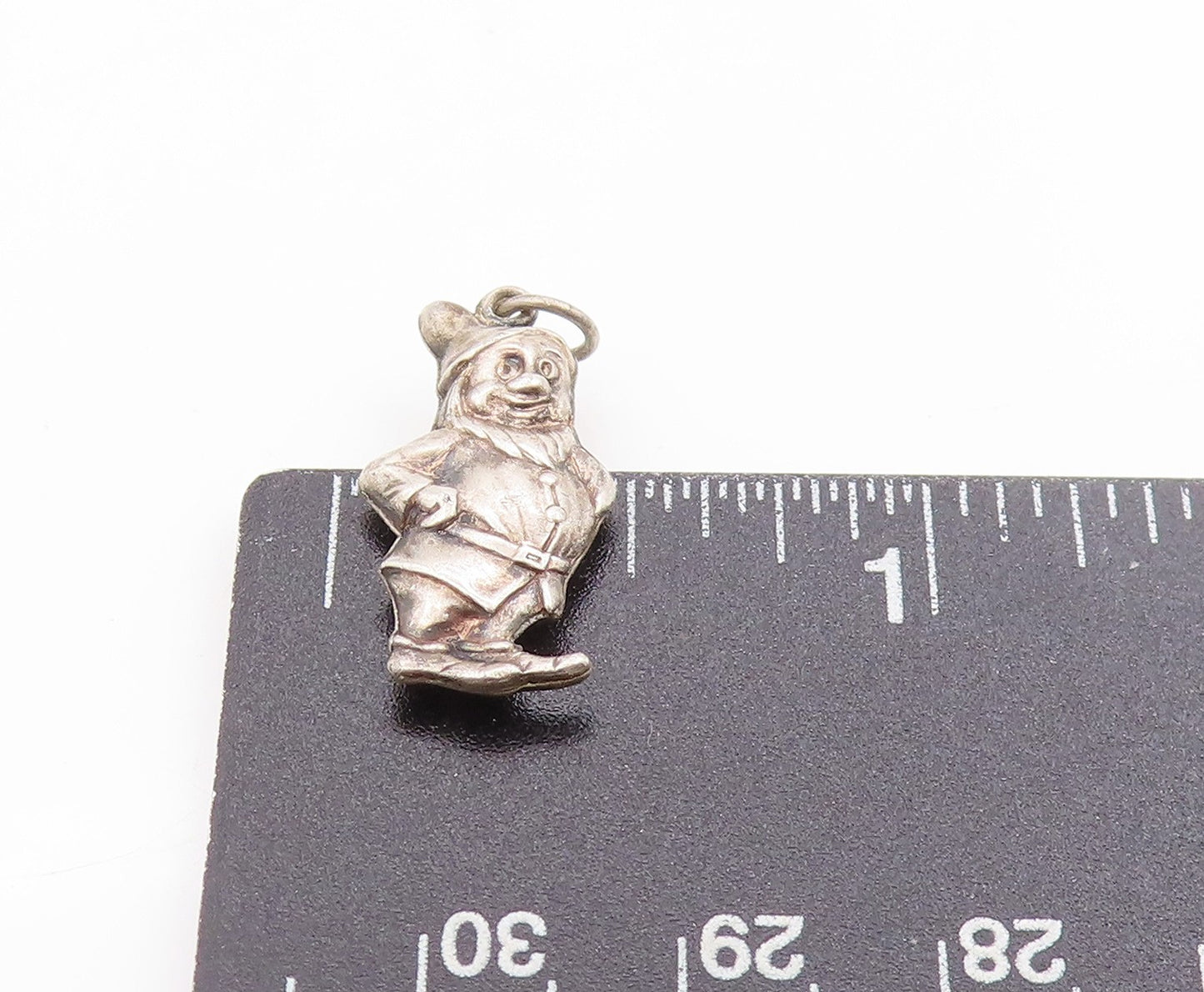 925 Sterling Silver Vintage Pendant 3D Fairy Tale Garden Gnome Charm  PT25127