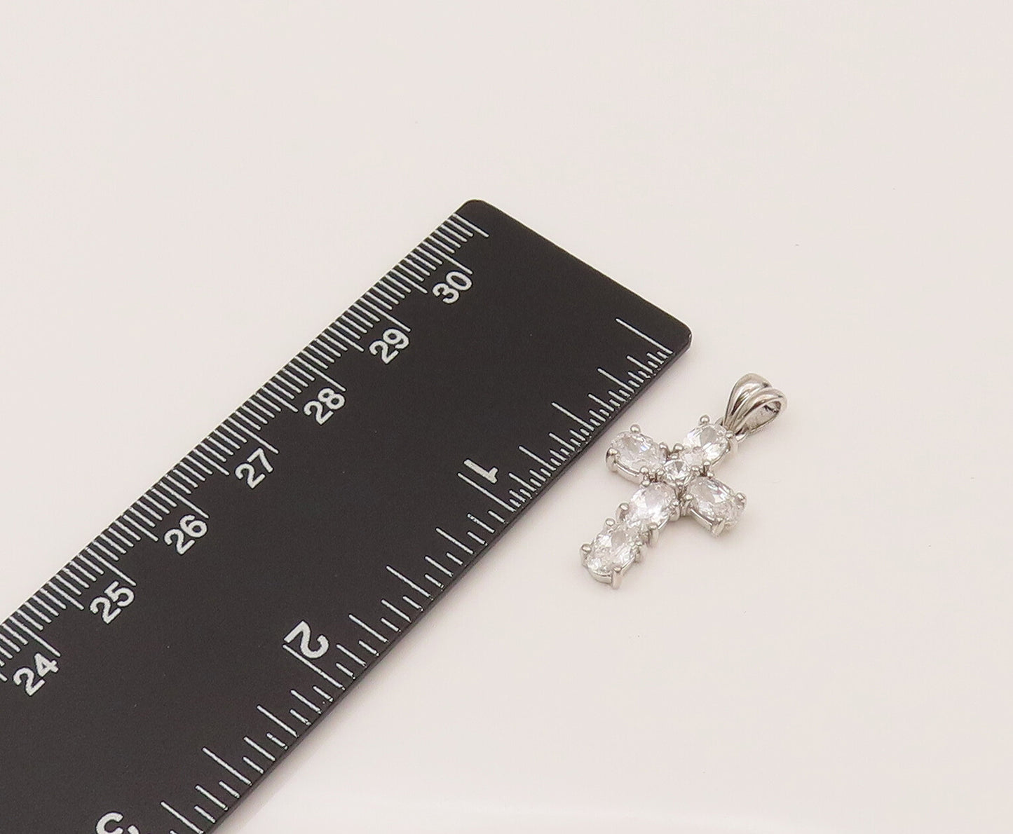 925 Silver  Vintage Dancing Cubic Zirconia Religious Cross Pendant  PT21945
