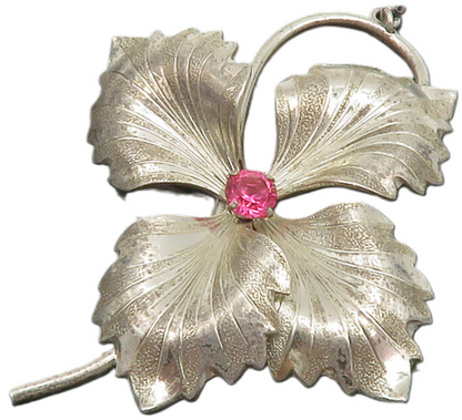 FORSTNER 925 Silver  Vintage Pink Topaz Shiny Flower Motif Pendant  PT10594