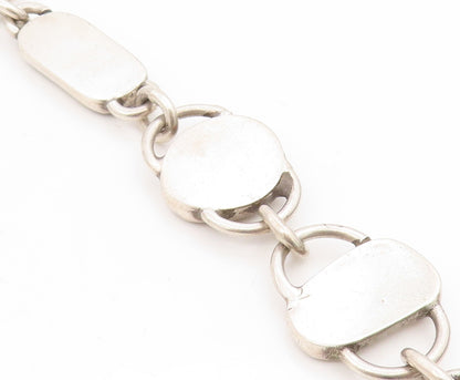 925 Sterling Silver Vintage Bracelet Chunky Multi Gemstone Solid Link  BT11709
