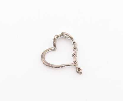 925 Sterling Silver  Vintage Cubic Zirconia Open Love Heart Pendant  PT21428