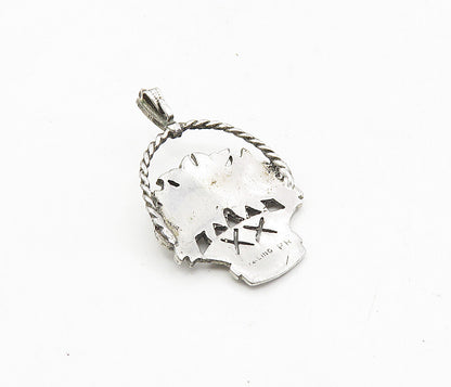 925 Sterling Silver  Vintage Sparkling Flower Basket Motif Pendant  PT6398