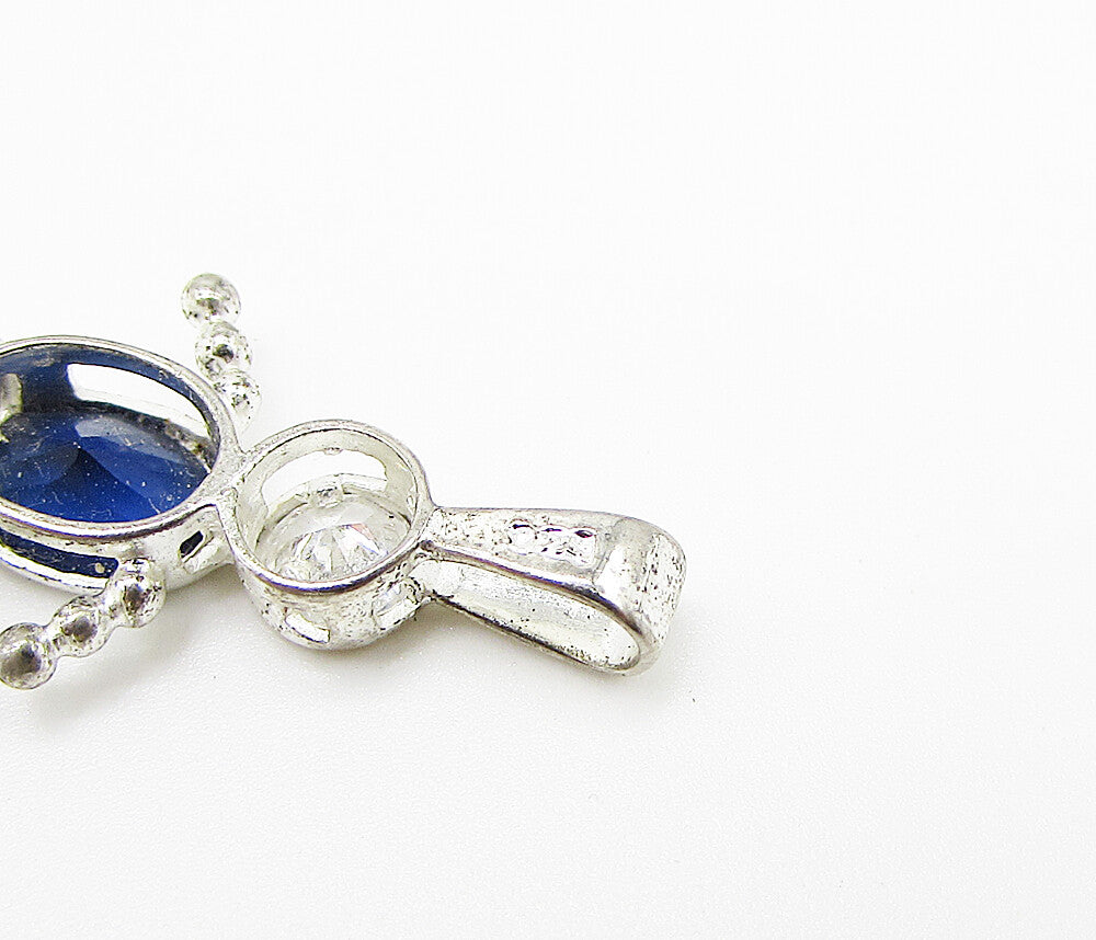 925 Sterling Silver  Inlay Blue & White Topaz Boy Figure Drop Pendant  PT2173