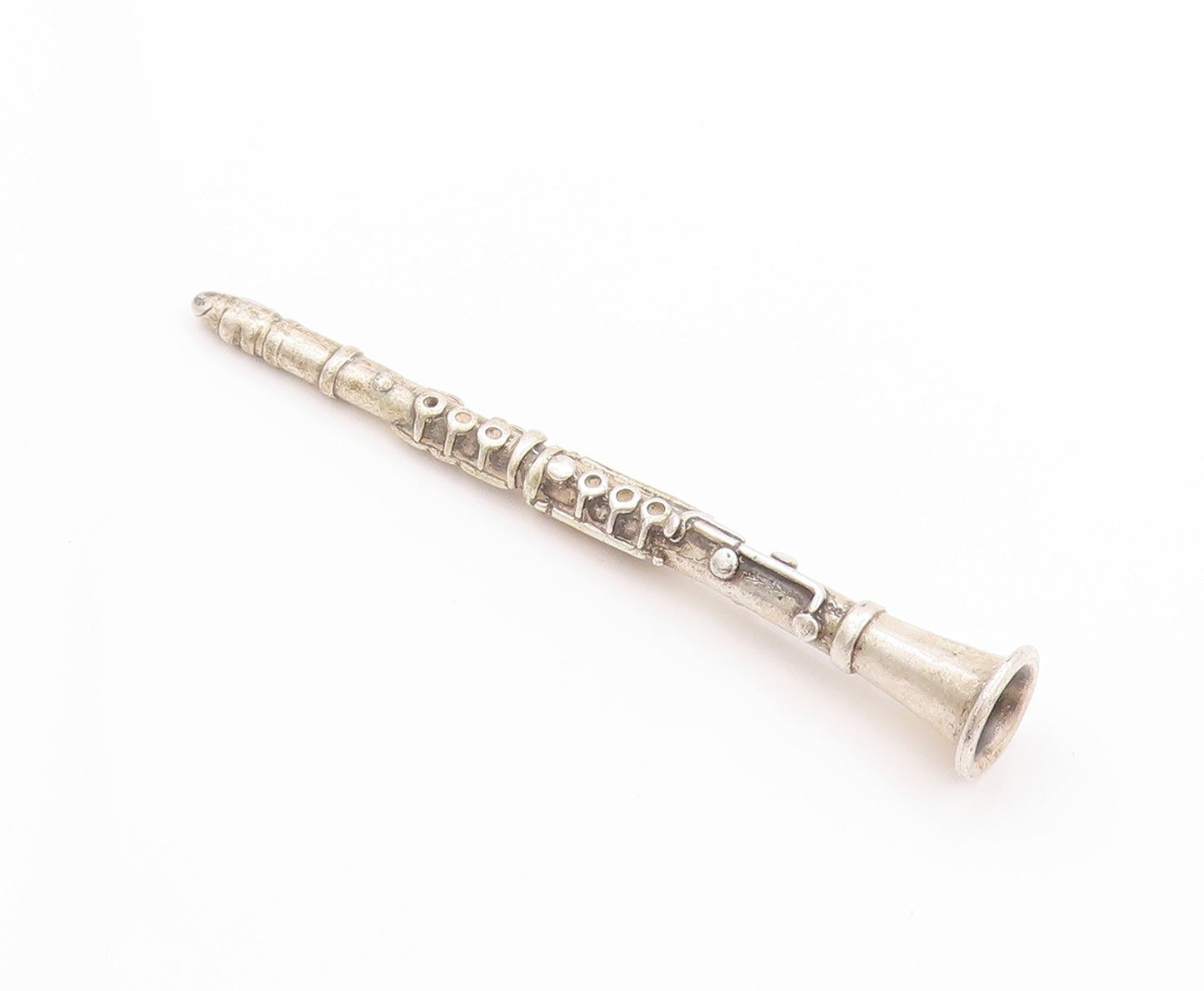 925 Sterling Silver Vintage Pin Collector Solid Carved Clarinet  TR3924