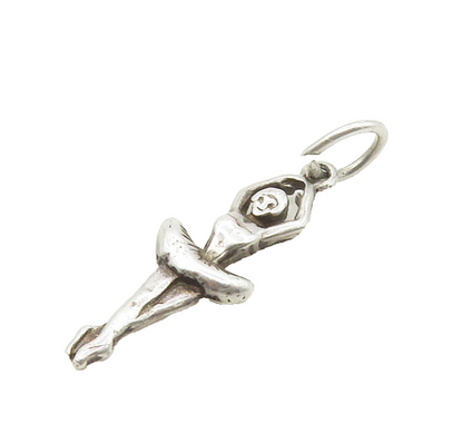925 Sterling Silver  Vintage Shiny Petite Ballet Dancer Motif Pendant  PT14507