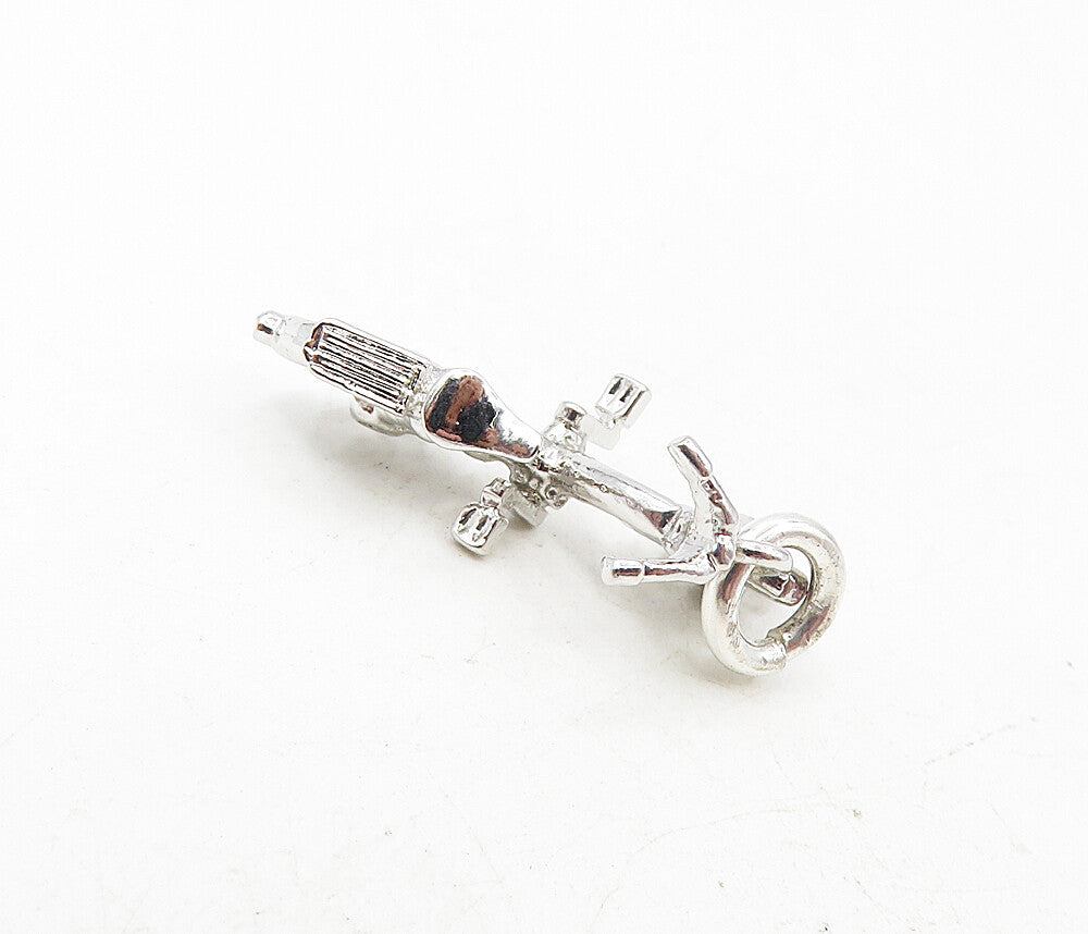 925 Sterling Silver  Vintage Petite Shiny Bicycle Motif Drop Pendant  PT6703