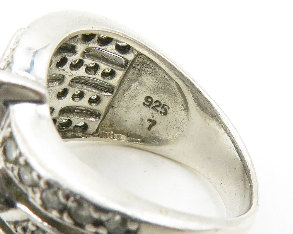ROSS SIMON 925 Silver  Vintage Topaz Flower Motif Band Ring Sz 7  RG18576