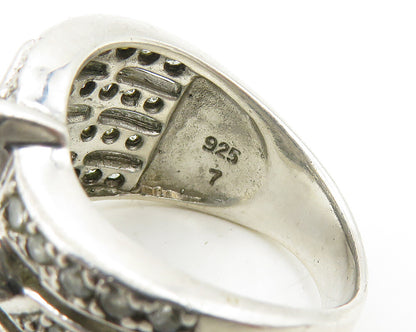 ROSS SIMON 925 Silver  Vintage Topaz Flower Motif Band Ring Sz 7  RG18576