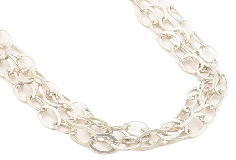 925 Sterling Silver  Vintage Shiny Minimalist Oval Link Chain Necklace  NE1786