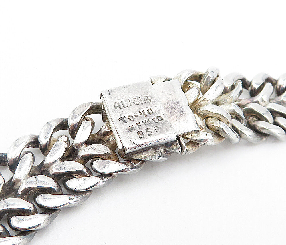 ALICIA MEXICO 925 Sterling Silver Vintage Shiny Wheat Link Chain Necklace NE1197