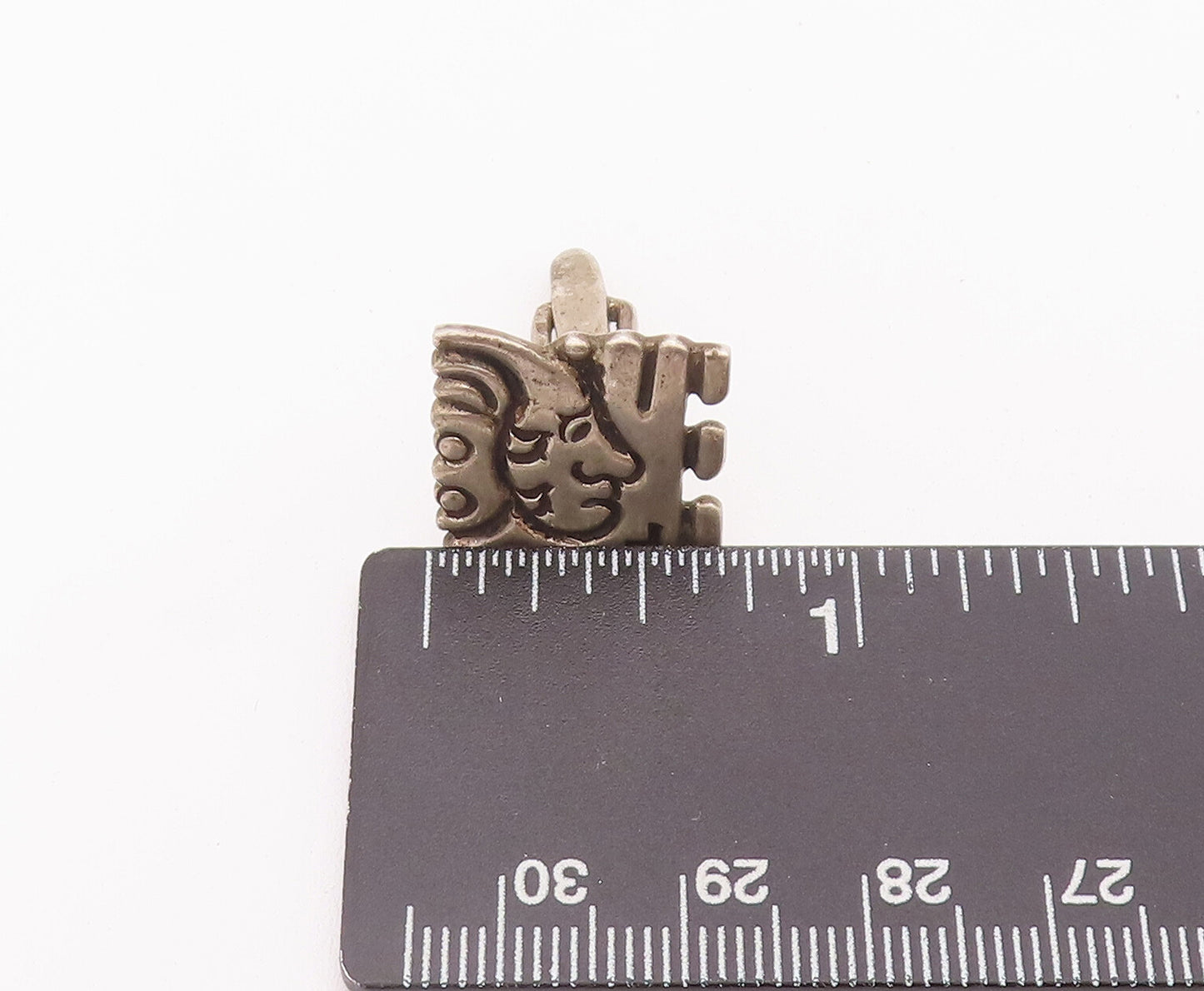 925 Sterling Silver Vintage Cuff Links MEXICO Square Etched Joker Face  TR3702