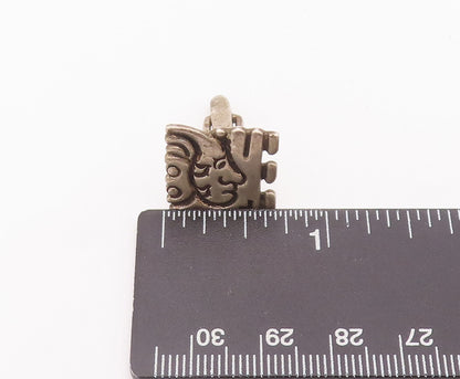 925 Sterling Silver Vintage Cuff Links MEXICO Square Etched Joker Face  TR3702