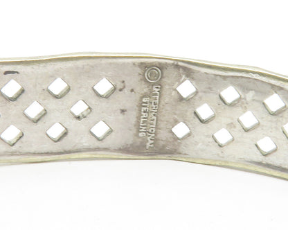 INTERNATIONAL STERLING 925 Silver Vintage Basket Weave Cuff Bracelet BT4766