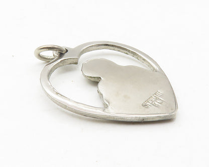 925 Sterling Silver  Vintage Dark Tone Love Heart Religious Pendant  PT9447