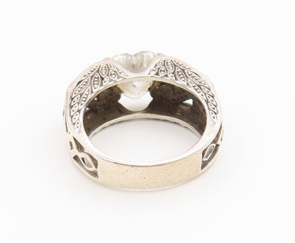 925 Sterling Silver Vintage Ring VANCARO CZ Love Heart Openwork  Sz 7  RG36672