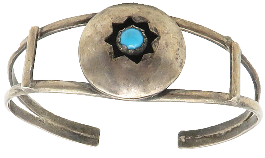 NAVAJO 925 Sterling Silver  Vintage Cabochon Turquoise Cuff Bracelet  BT5881