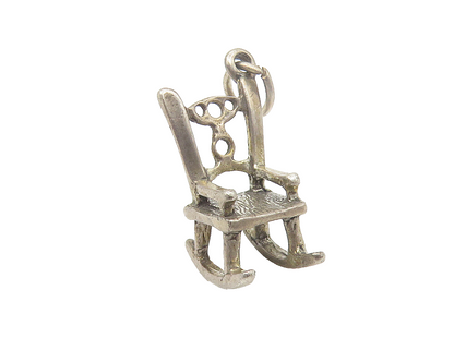 925 Sterling Silver  Vintage Petite Rocking Chair Etched Detail Pendant PT8576