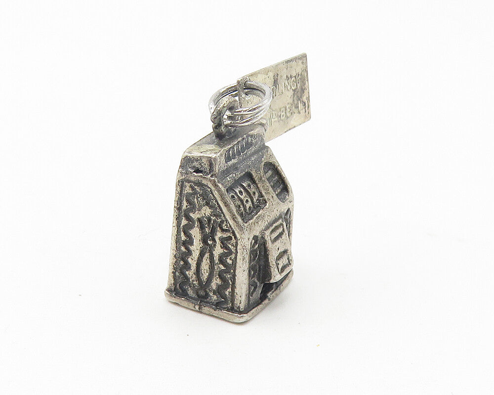 POST BELL TRADING 925 Silver  Vintage Oxidized Slot Machine Pendant  PT8871