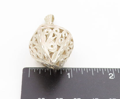 925 Sterling Silver Vintage Pendant Intricate Open Scrollwork Locket  PT25666