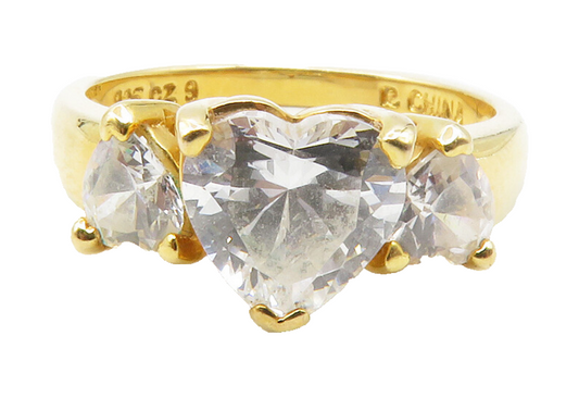 ROSS SIMON 925 Silver  Cubic Zirconia Gold Plated Cocktail Ring Sz 9  RG12261