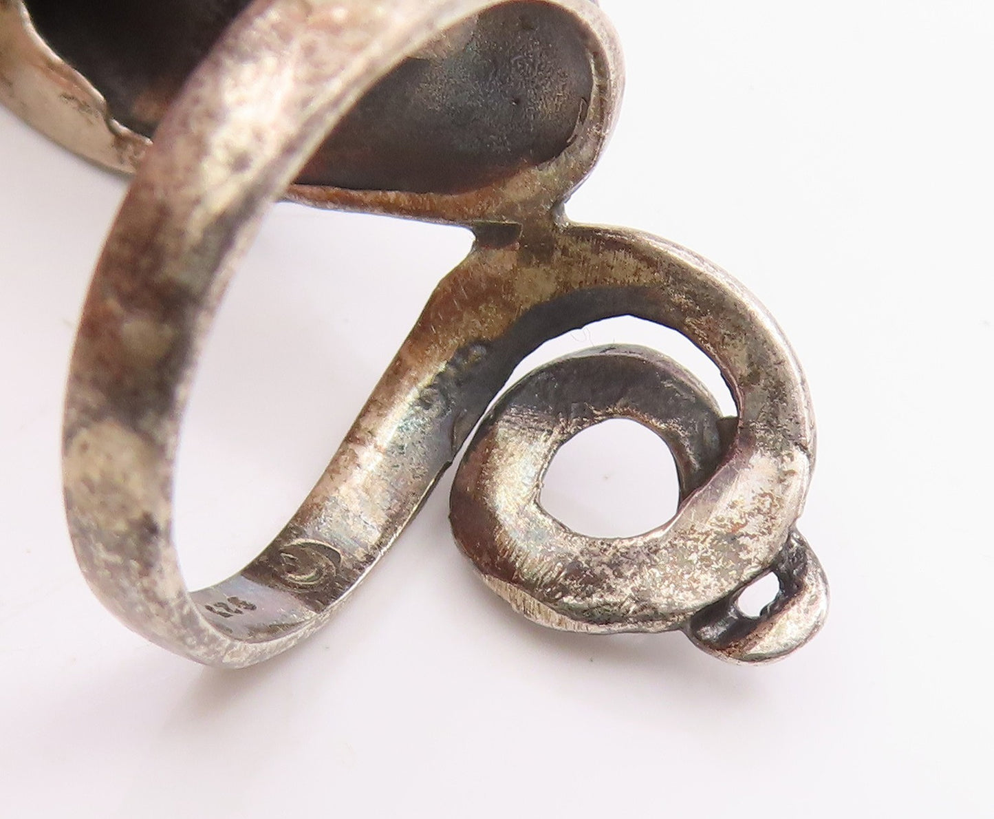 925 Sterling Silver Vintage Ring Gothic Coiled Snake Bypass Band  Sz 6  RG35309