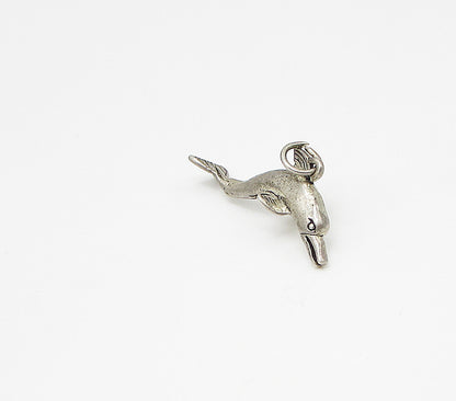 925 Sterling Silver  Vintage Swimming Dolphin Charm Pendant  PT2250