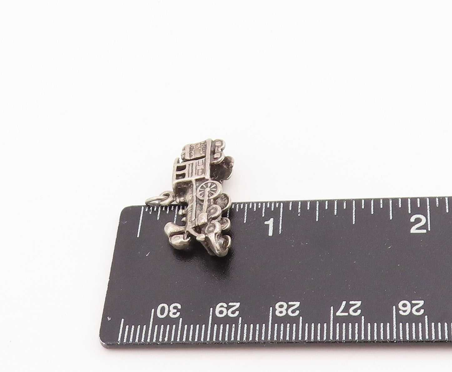 925 Sterling Silver Vintage Pendant 3D Locomotive Steam Engine Charm  PT25176