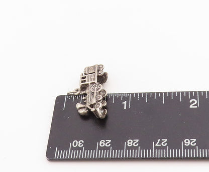 925 Sterling Silver Vintage Pendant 3D Locomotive Steam Engine Charm  PT25176