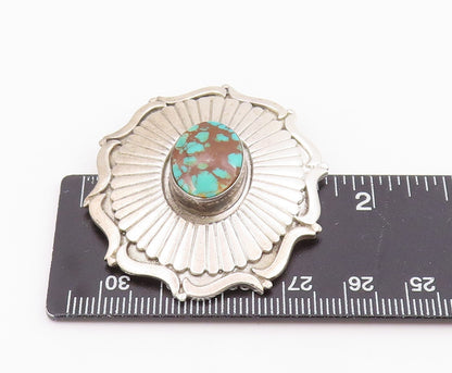 925 Sterling Silver Vintage Pendant CAROL FELLEY Turquoise Sunburst  PT26030