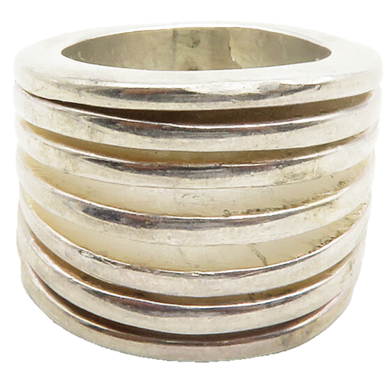 925 Sterling Silver  Vintage Shiny Split Shank Dome Band Ring Sz 7.5  RG12813