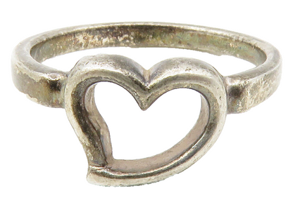925 Sterling Silver  Vintage Petite Open Love Heart Band Ring Sz 6.5  RG12643