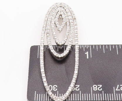 925 Sterling Silver Vintage Pendant Multi CZ Inlay Chain Drop Effect  PT22857