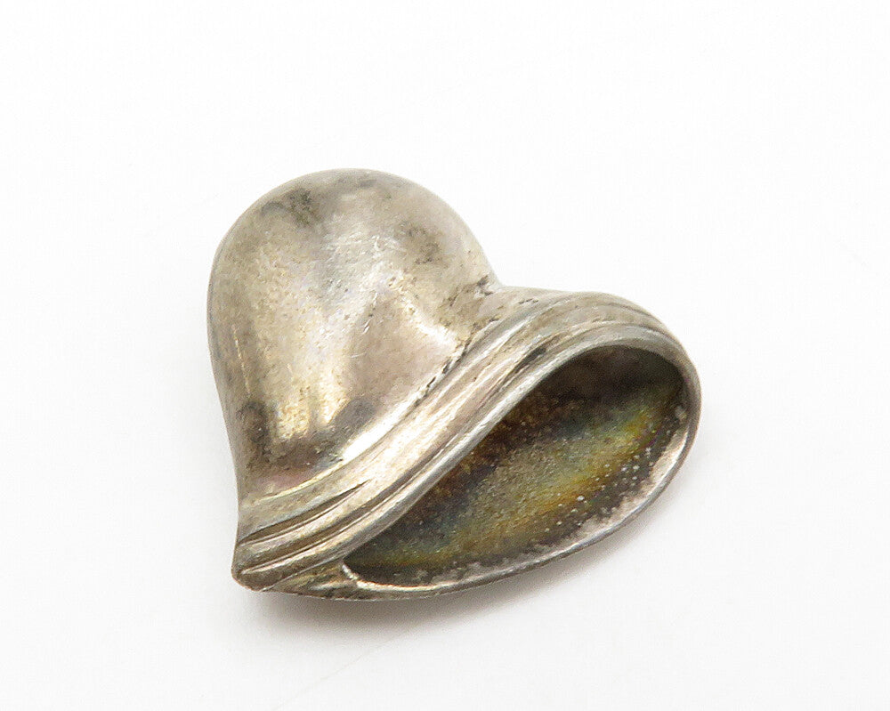 925 Sterling Silver  Vintage Dark Tone Love Heart Slide Pendant  PT10804