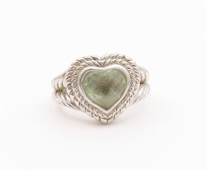 925 Sterling Silver Vintage Ring JUDITH RIPKA Green Amethyst Heart Sz 8 RG36574