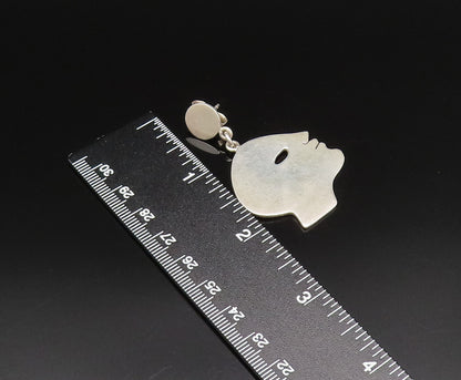 MIMI CASTILLO 925 Silver  Vintage Flat Side Profile Face Earrings  EG12025