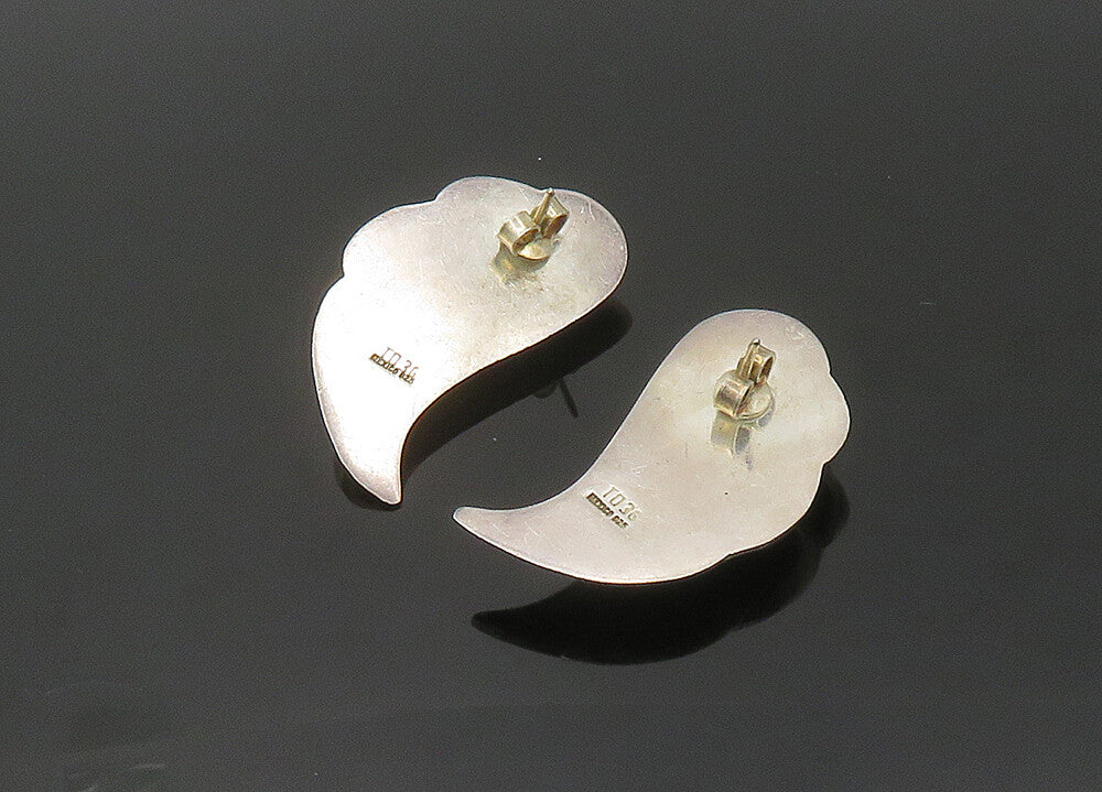MEXICO 925 Sterling Silver  Vintage Hollow Fluted Wing Drop Earrings  EG10722