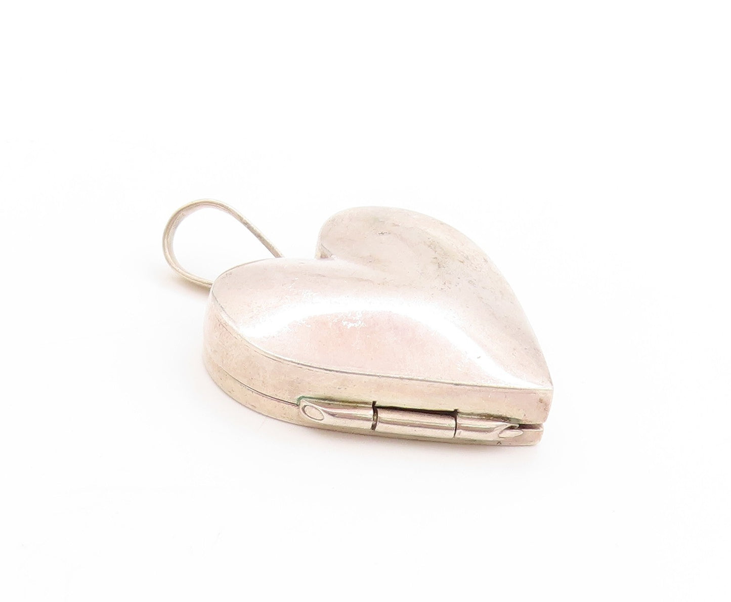 925 Sterling Silver Vintage Pendant Minimalist Solid Love Heart OPENS  PT25135