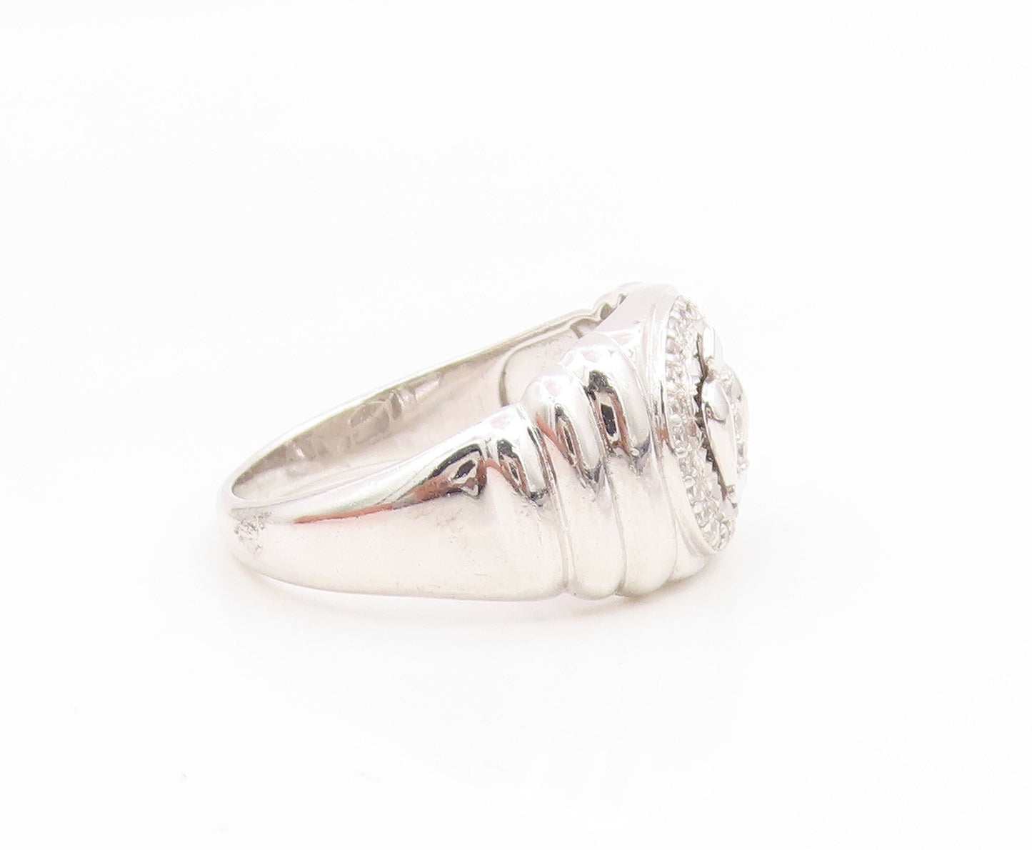 925 Sterling Silver Vintage Ring CZ Classic Royal Crown Band  Sz 11.5  RG35203