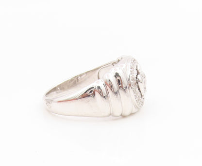 925 Sterling Silver Vintage Ring CZ Classic Royal Crown Band  Sz 11.5  RG35203