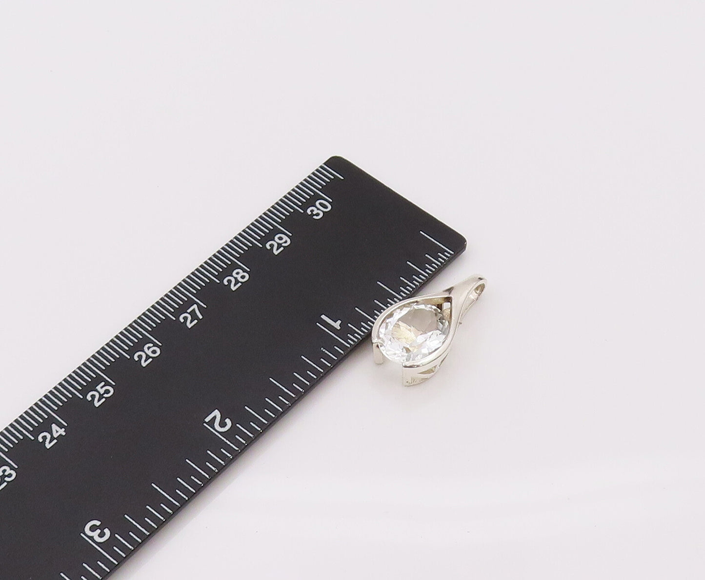 925 Sterling Silver  Vintage Minimalist Topaz Rain Drop Pendant  PT22105