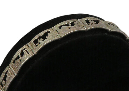 925 Sterling Silver  Vintage Alpaca Traveler Panel Chain Bracelet  BT8920